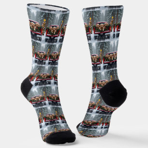 Yorkipoo Weihnachts-Rot-Lieferwagen-Geschenk Socken