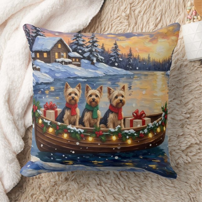 Yorkipoo-Weihnachtsboot-Feiertag Kissen (Decke)