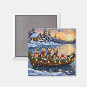 Yorkipoo-Weihnachtsboot-Feiertag Magnet