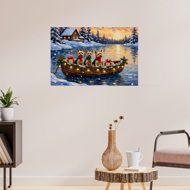 Yorkipoo-Weihnachtsboot-Feiertag Poster (Wohnzimmer 3)
