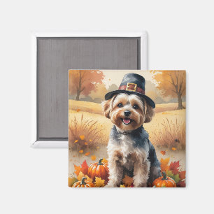 Yorkipos im Herbst hinterlässt Erntedank Kunst Magnet