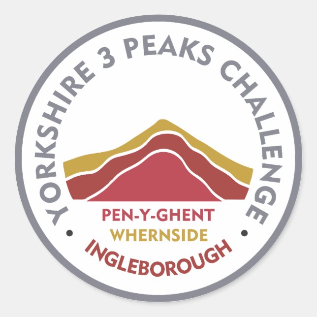 Yorkshire 3 Peaks Challenge Hiking Route Runder Aufkleber (Vorderseite)