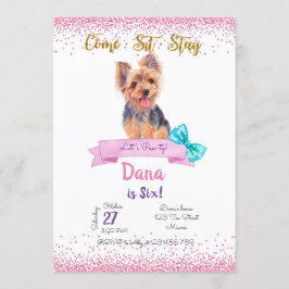 Yorkshire Birthday Invitation, Yorkshire Terrier, Einladung