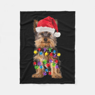 Yorkshire Christmas Yorkie Dog Weihnachtsmannmütze Fleecedecke