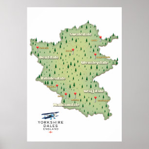 Yorkshire Dales England Karte Poster