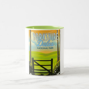 Yorkshire Dales Vintage-Reiseplakat Zweifarbige Tasse
