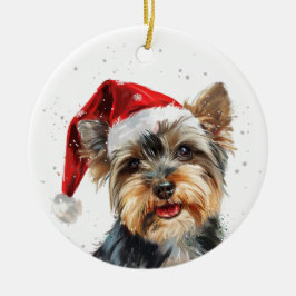 Yorkshire Dog Christmas Personalized Keramik Ornament