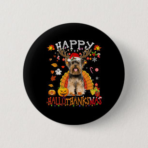 Yorkshire Dog Halloween Weihnachtshund Happy Hallo Button