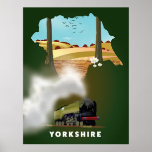 Yorkshire-Eisenbahnkarte-Reise-Druck Poster