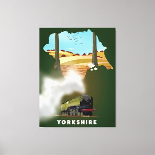 Yorkshire-Eisenbahnkarte-Reiseposter Leinwanddruck