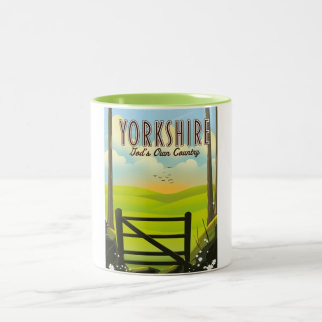 Yorkshire "Goods own Country" Reiseposte Zweifarbige Tasse (Mittel)