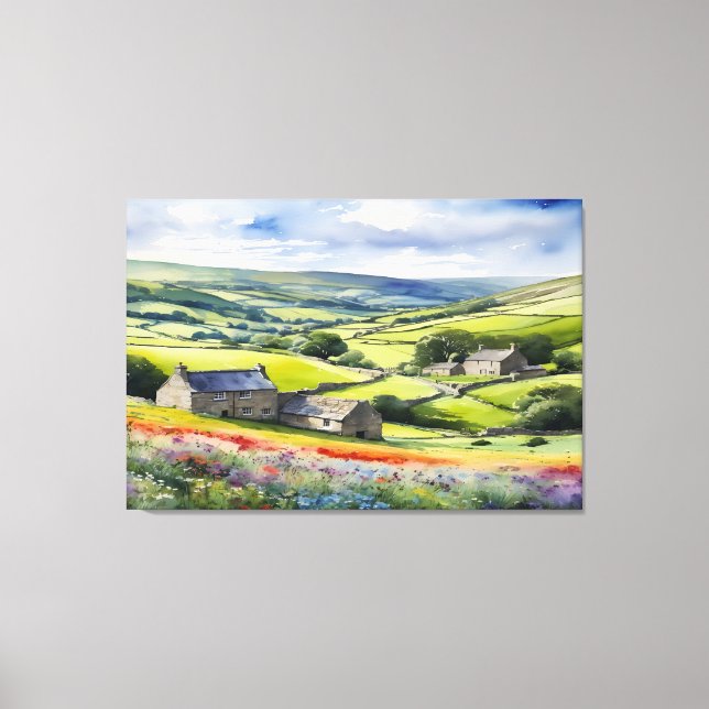 "Yorkshire Meadowsong" Landscape Yorkshire Dales Leinwanddruck (Vorderseite)