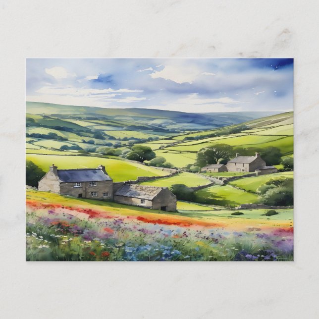"Yorkshire Meadowsong" Landscape Yorkshire Dales Postkarte (Vorderseite)