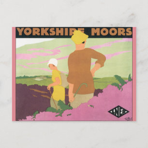 Yorkshire Moors Vintage Travel Poster Postkarte