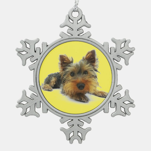 Yorkshire Schneeflocken Zinn-Ornament (Vorderseite)