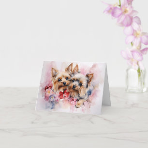Yorkshire Terrier Aquarell Valentins-Paar Karte