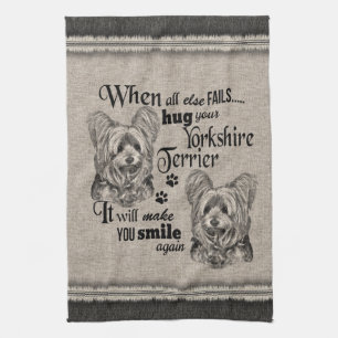 Yorkshire Terrier Art, wenn alles versage Zitat Geschirrtuch