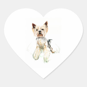 Yorkshire Terrier Aufkleber, Hunde Liebhaber Kunst Herz-Aufkleber
