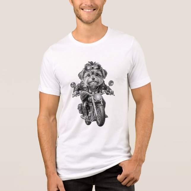 Yorkshire Terrier Biker Dog Tri-Blend Shirt (Vorderseite)