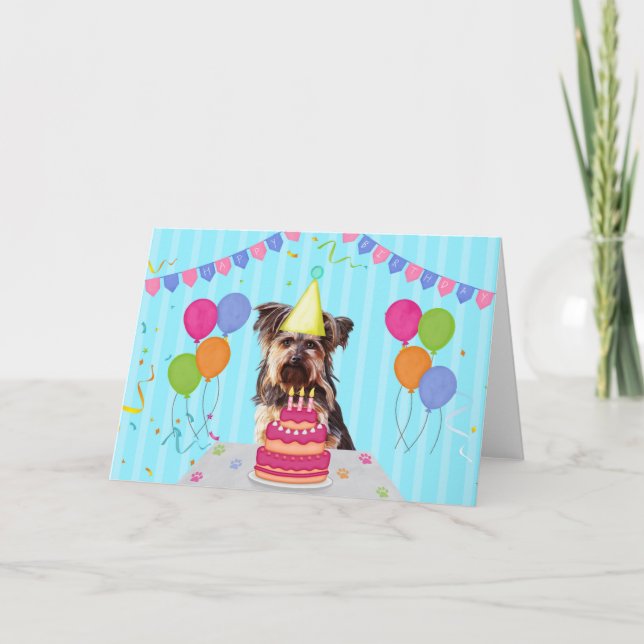 Yorkshire Terrier Birthday Holiday Card Karte (Vorderseite)