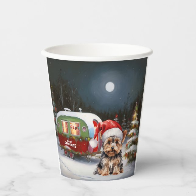 Yorkshire Terrier Caravan Christmas Adventure Pappbecher (Vorderseite)
