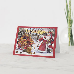 Yorkshire Terrier Carte de Noël Père Noël Ours En 