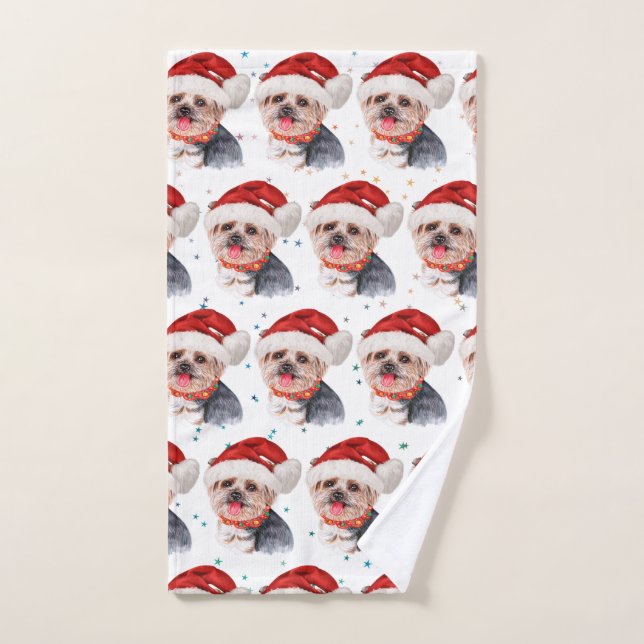 Yorkshire Terrier Chien race Étoiles de Noël (Serviette à main)