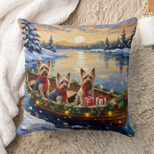 Yorkshire Terrier Christmas Boat Holiday Kissen (Decke)
