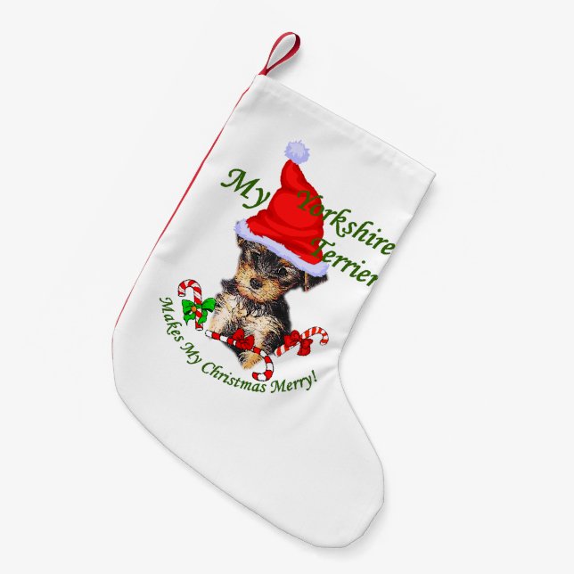 Yorkshire Terrier Christmas Kleiner Weihnachtsstrumpf (Vorderansicht (hängend))