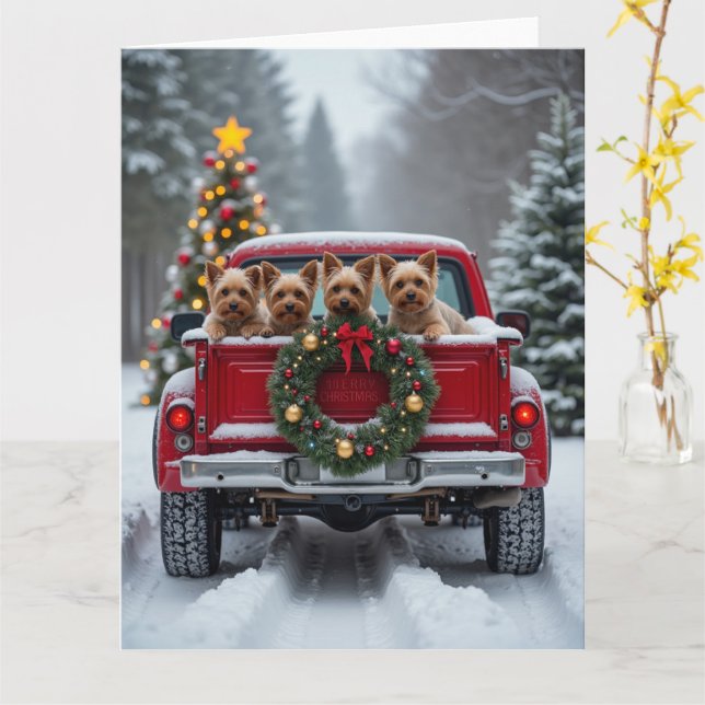 Yorkshire Terrier Christmas Red Truck Holiday Gift Karte (Gelbe Blume)