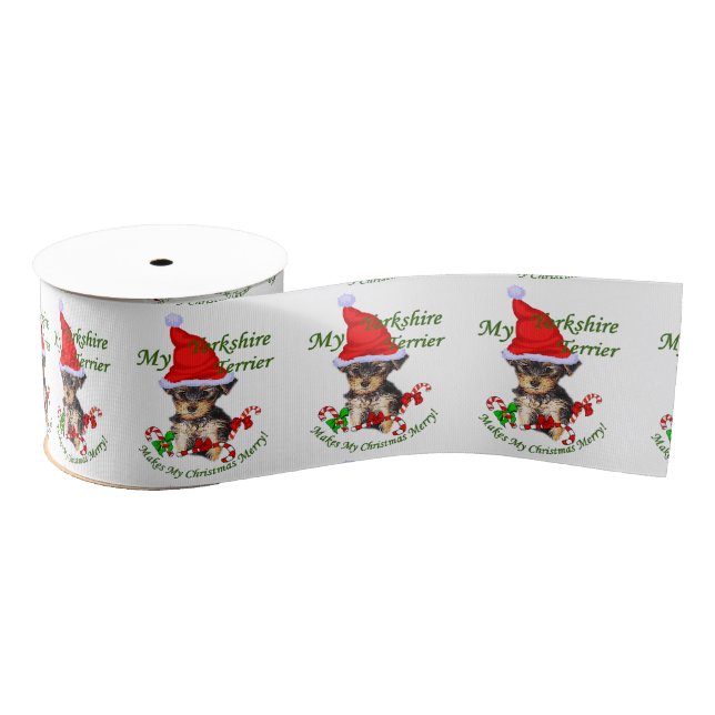 Yorkshire Terrier Christmas Ripsband (Spule)