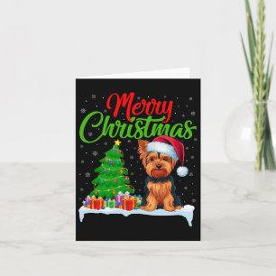 Yorkshire Terrier Christmas Tree Lights Funny Xmas Karte