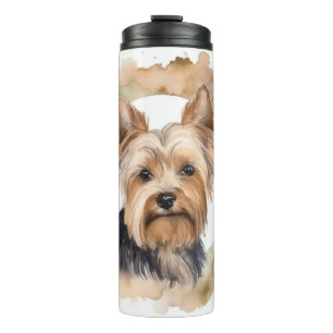 Yorkshire Terrier Christmas Wreath Festivals Thermosbecher
