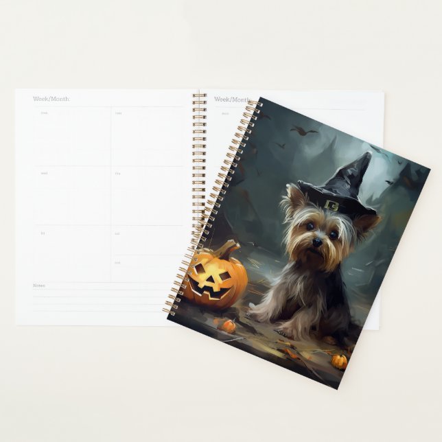 Yorkshire Terrier Citrouilles Halloween effrayant (Devant avec enveloppe)