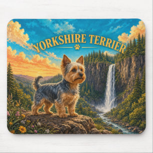 Yorkshire Terrier, Columbia Falls Vintage Wasserfa Mousepad