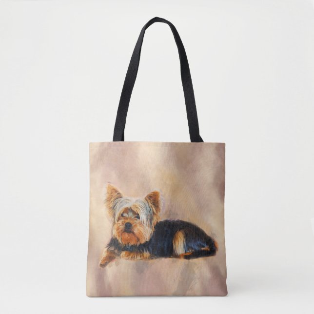 Yorkshire Terrier Dog Art Watercolor Portrait Tasche (Vorderseite)