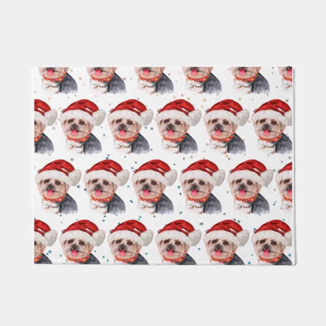 Yorkshire Terrier Dog Breed Christmas Stars Fußmatte (Vorderseite)