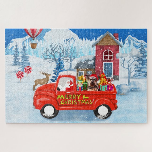 Yorkshire Terrier Dog Christmas Delivery Truck (Horizontal)