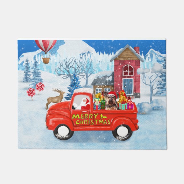 Yorkshire Terrier Dog Christmas Delivery Truck Fußmatte (Vorderseite)
