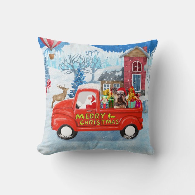 Yorkshire Terrier Dog Christmas Delivery Truck Kissen (Vorderseite)