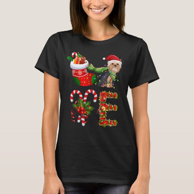 Yorkshire Terrier Dog Christmas Light Dog Animal L T-Shirt (Vorderseite)