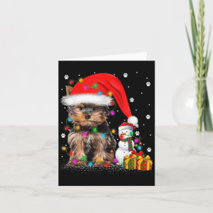 Yorkshire Terrier Dog Christmas Lights Santa Snowm Karte