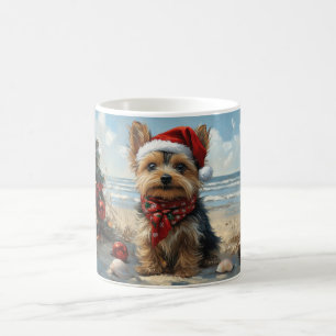 Yorkshire Terrier Dog Christmas Vintag Beach Kaffeetasse
