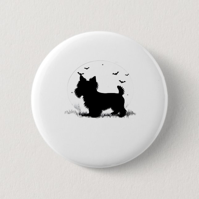 Yorkshire Terrier Dog � Halloween Moon Silhouette  Button (Vorderseite)