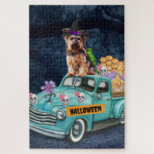 Yorkshire Terrier Dog Halloween Truck Beängstigend
