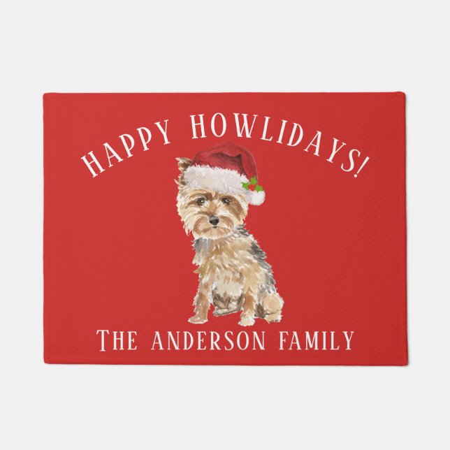 Yorkshire Terrier Dog Happy Howlidays Weihnachten Fußmatte (Vorderseite)