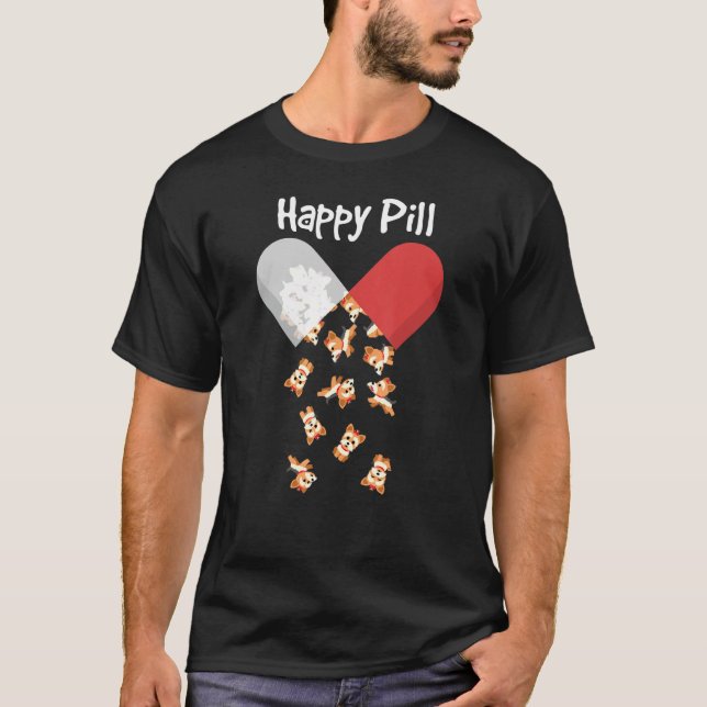 Yorkshire Terrier Dog Happy Pill Yorkie Mama Vater T-Shirt (Vorderseite)