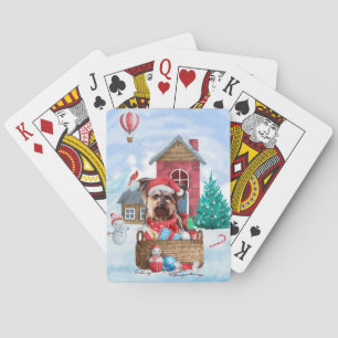 Yorkshire Terrier Dog im Schnee Weihnachtshundehau Spielkarten