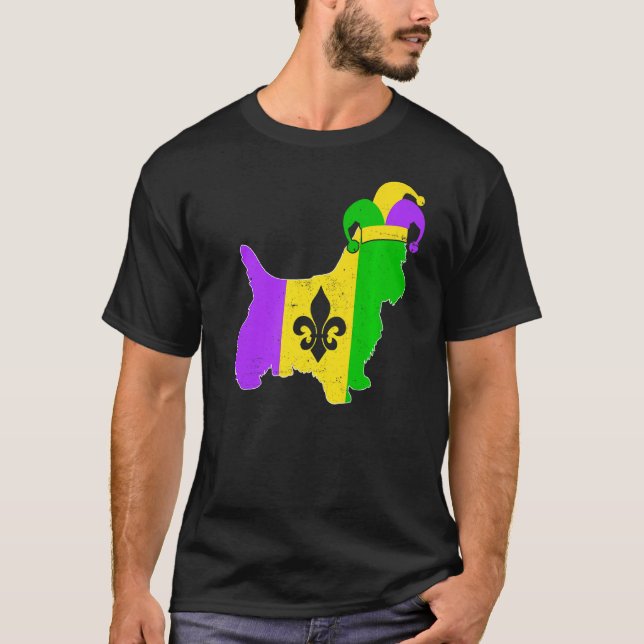 Yorkshire Terrier Dog Mardi Gras Carnival Funny Pu T-Shirt (Vorderseite)