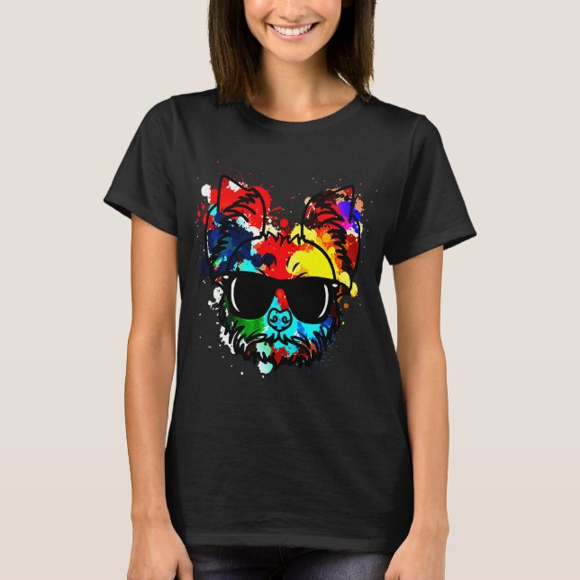 Yorkshire Terrier Dog Paint Platsch T-Shirt (Vorderseite)